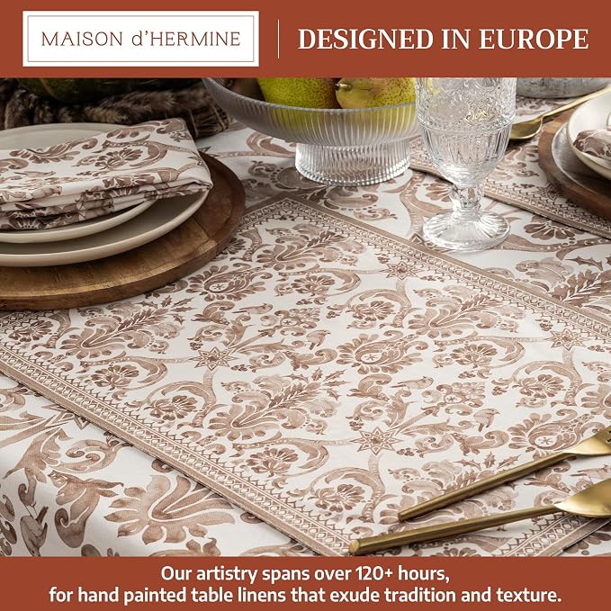 Maison d' Hermine Placemats Set of 4 Reusable 100% Cotton (13"x19") | Cloth Place Mats Washable Table Mats for Kitchen Dining Party Wedding Hotel Home Thanksgiving Christmas - Allure