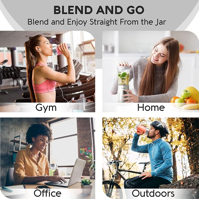 Mueller Heavy-Duty Personal Blender for Shakes and Smoothies with a 15 Oz Travel Cup and Lid, Juices, Baby Food, Portable Blender & Food Processor, White
