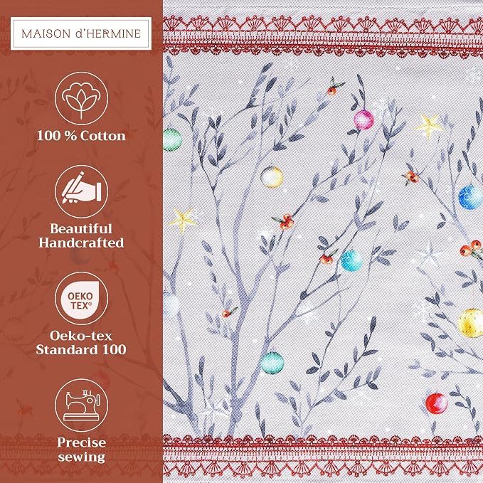 Maison d' Hermine Placemats Set of 4 Reusable 100% Cotton (13"x19") | Cloth Place Mats Washable Table Mats for Kitchen Dining Party Wedding Hotel Home Thanksgiving Christmas - Fairy Christmas