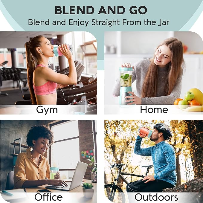 Mueller Heavy-Duty Personal Blender for Shakes and Smoothies with a 15 Oz Travel Cup and Lid, Juices, Baby Food, Portable Blender & Food Processor, Turquoise
