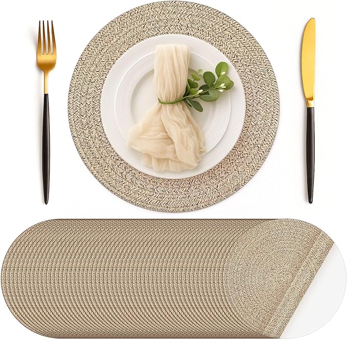Geosar Disposable Paper Placemat Cotton Woven Look 13'',100 Pcs,Brown