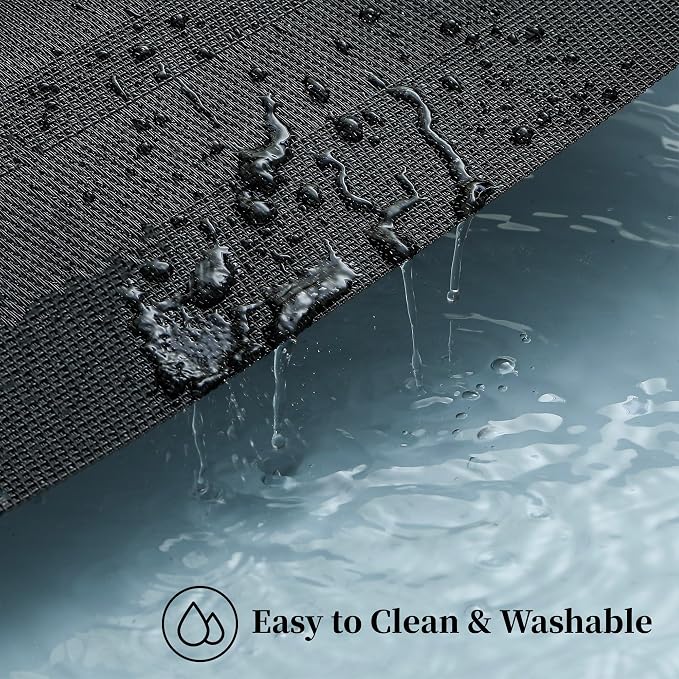 Leetaltree Black Frame Placemats Set of 24 - Heat Resistant Non-Slip Place mats for Dining Table, Washable Durable PVC Vinyl Woven Table Mats(Black Frame, 24)