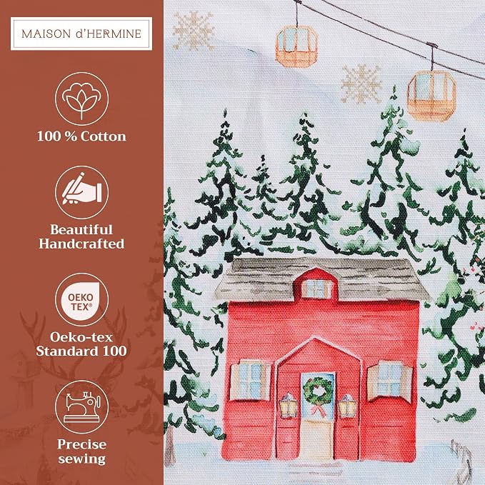 Maison d' Hermine Placemats Set of 4 Reusable 100% Cotton (13"x19") | Cloth Place Mats Washable Table Mats for Kitchen Dining Party Wedding Hotel Home Thanksgiving Christmas - Rural Christmas