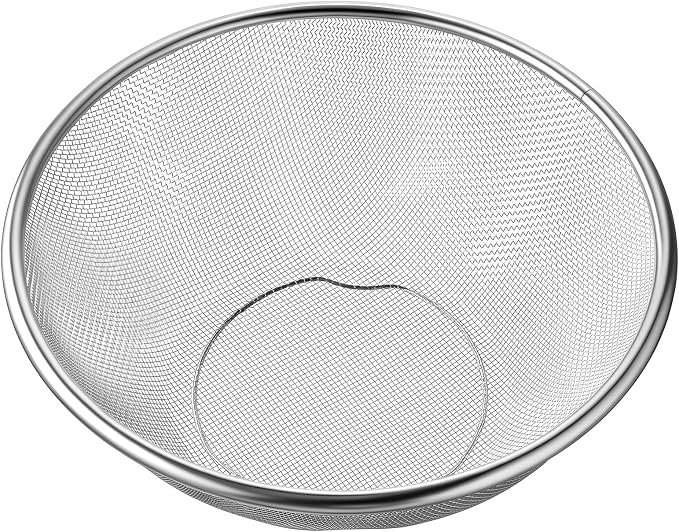 Fine Mesh Strainer, 8.8Inch Stainless Steel Colander Metal Strainer with Resting Base Mesh Strainers Net Basket, Stainless Steel Strainers with Handle for Pasta Spaghetti Vegetables Fruit Pot Draining