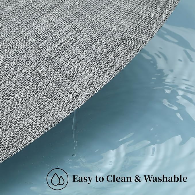 Leetaltree Linen Grey Placemats Set of 4 - Heat Resistant Non-Slip Place mats for Dining Table, Washable Durable PVC Vinyl Woven Table Mats（Linen Grey, 4）