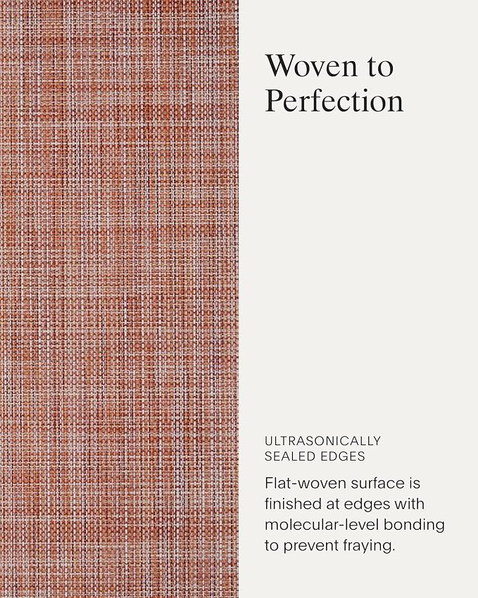 Chilewich Mini Basketweave Placemats, Woven Rectangle Placemats Set of 4 | Easy Care Woven Tabletop Textiles, Indoor/Outdoor, Cinnamon, 19" x 14"