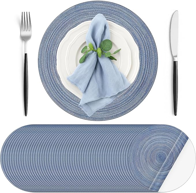 Geosar Disposable Paper Placemat Cotton Woven Look 13'',100 Pcs,Dusty Blue