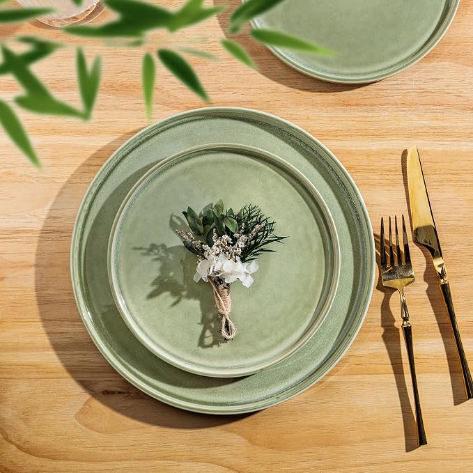 AmorArc Ceramic Dinnerware Sets for 4,12 Piece Plates and Bowls Sets Dishes | Stoneware Handmade Reactive Glaze Dishes Set | Highly Chip and Crack Resistant | Dishwasher & Microwave Safe