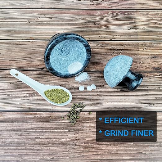 LUOLAO Marble Mortar and Pestle Set, Pill Crusher, 3.7 Inch, 1/2 Cup | Stone Spice Grinder, Effective for Grinding Small Items, Easy to Grip, Mushroom Shape