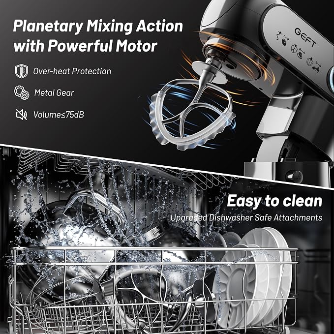 Stand Mixer, 3.5QT&6QT Bowls Mixers Kitchen Electric Stand Mixer Black | 600W Tilt-Head Kitchen Mixer with Stainless Steel Bowl, Dishwasher-Safe Dough Hook, Flat Beater, Wire Whisk, Splash Guard