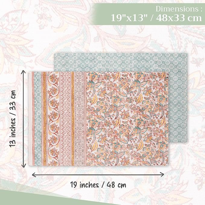 Maison d' Hermine Placemats Set of 4 Reusable 100% Cotton (13"x19") | Cloth Place Mats Washable Table Mats for Kitchen Dining Party Wedding Hotel Home Thanksgiving Christmas - Nila