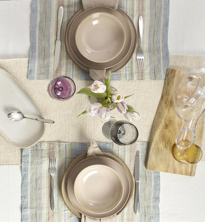 Oneida Organic Shades Clay Stoneware 12-Piece Dinnerware Set for 4 | dishwasher safe | plates and bowls sets for kitchen and dining | 10.25 inch plate, dish set, dishes | 2 inch, 28oz