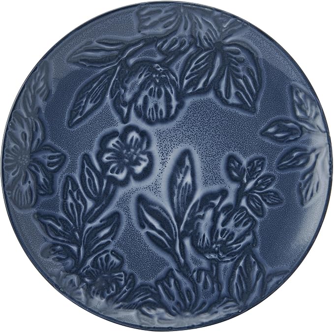 Paltzgraff Garden Elegance 12 Piece Floral Stoneware Dinnerware Plate Bowl Dish Set, Service for 4, Blue