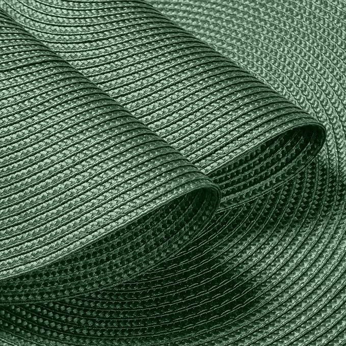 FunWheat Round Braided Placemats Set of 8 Place Mats for Dining Table Woven Washable Non-Slip Table Mats 15 Inch(Green,8pcs)