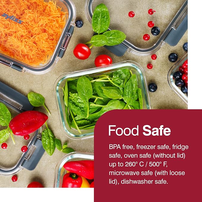 Zyliss E981065 1L Glass Container, Shatterproof Glass, Airtight Food Storage Box with Sealable Lid, Microwave Safe, BPA Free, Freezer Safe, Fridge Storage, Food Container, 21cm x 16cm x 7cm