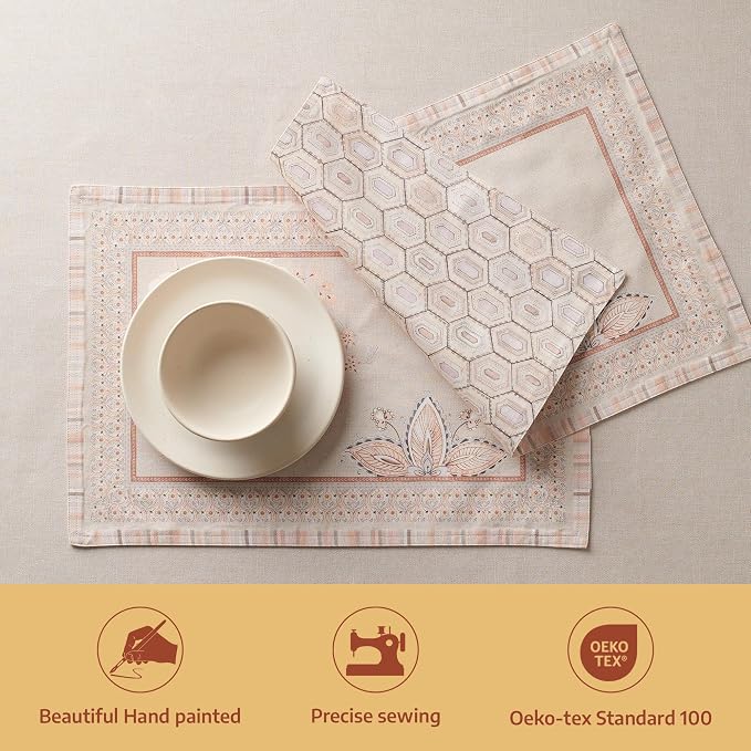Maison d' Hermine Placemats Set of 4 Reusable 100% Combed Cotton (13"x19") | Cloth Place Mats Washable Table Mats for Kitchen Dining Party Wedding Hotel Home Restaurant Spring Summer - Society Florals