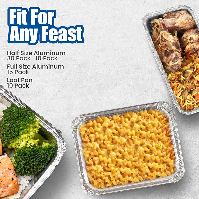 Disposable Aluminum Loaf Pans 2lb for Baking, Serving and Storing - Heat Resistant Disposable Bread Loaf Pan Ideal for Hot/Cold Foods, Freezer & Oven Safe (10 Pack)