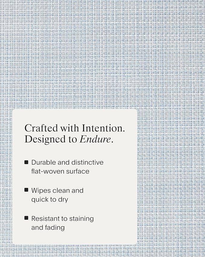 Chilewich Mini Basketweave Placemats, Woven Oval Placemats Set of 4 | Reusable, Stain-Resistant, Indoor/Outdoor Tabletop Protection, Sky, 14" x 19.25"
