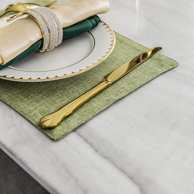Home Brilliant Green Placemat Set of 4 Washable Place Mats Placemats Heat Resistant Sage Placemat for Dining Table Kitchen Table Mats Dinner Decor, Grass Green