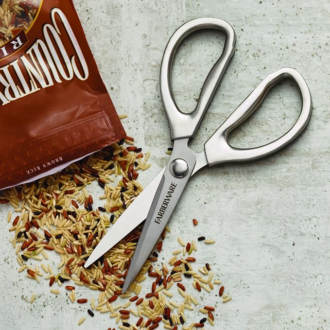 Farberware All Purpose High Carbon Stainless Steel Shears with Contoured Handles, Silver