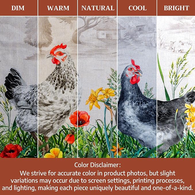 Maison d' Hermine Placemats Set of 4 Reusable 100% Cotton (13"x19") | Cloth Place Mats Washable Table Mats for Kitchen Dining Party Wedding Hotel Home Restaurant Spring Summer - Basse Cour
