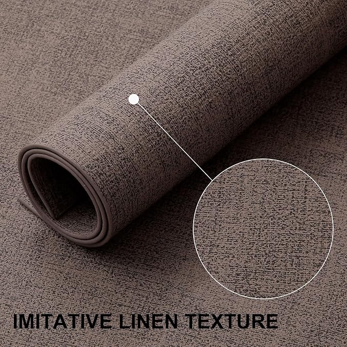 Faux Leather Heat Resistant Placemats 6 Packs, Waterproof Wipeable Dining PU Place Mats for Indoor & Outdoor, Easy to Clean, Brown