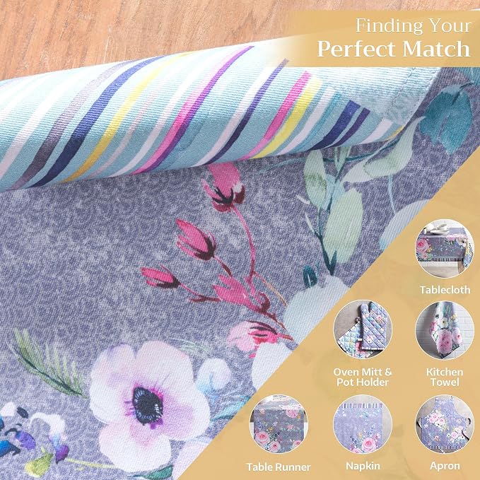 Maison d' Hermine Placemats Set of 4 Reusable 100% Cotton (13"x19") | Cloth Place Mats Washable Table Mats for Kitchen Dining Party Home Restaurant Spring Summer - Sweet Rose Lavender - Lush