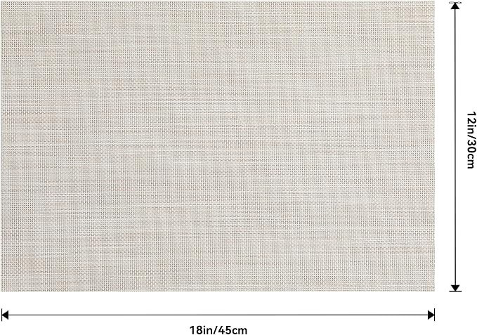 Leetaltree Beige White Placemats Set of 4 - Heat Resistant Non-Slip Place mats for Dining Table, Washable Durable PVC Vinyl Woven Table Mats(Beige White, 4)