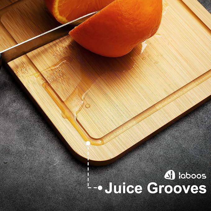 2-Pack Small Bamboo Cutting Boards with Juice Groove | 7x7 Inch Mini Chopping Boards for Fruit, Cheese, Baby Food, Dorm & Travel | Lightweight & Compact Square Wood Board Set