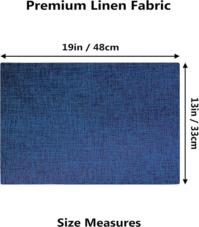 Demetex Navy Blue Place Mats Set of 8 Modern Wipeable Placemats Heat Resistant Table Mats for Holiday Picnic Dinner, 13x19 inch, Navy Blue
