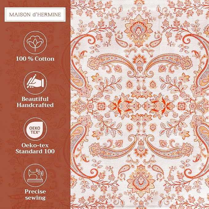 Maison d' Hermine Placemats Set of 4 Reusable 100% Cotton (13"x19") | Cloth Place Mats Washable Table Mats for Kitchen Dining Party Wedding Hotel Home Thanksgiving Christmas - Cachemire