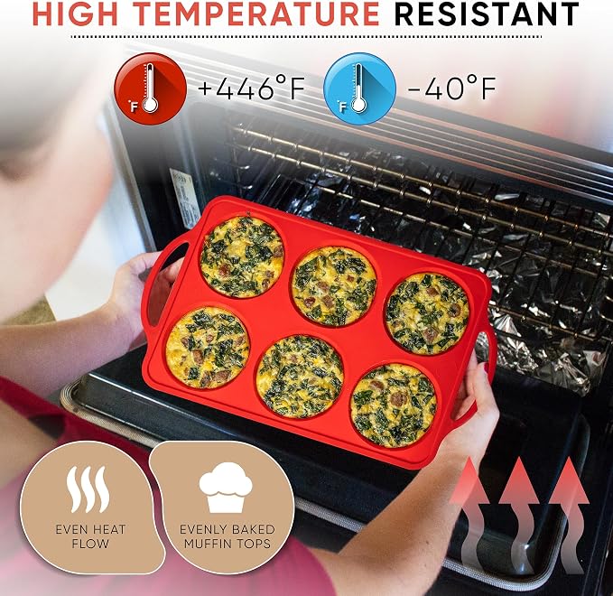 Confetti 4 Inch Silicone Jumbo Muffin Pan, 6 Cup Nonstick Baking Mold | BPA-Free Silicone Jumbo Muffin Pans for Baking, Nonstick Silicone Cupcake Pan, Large Muffin Mold, Easy Release Surface