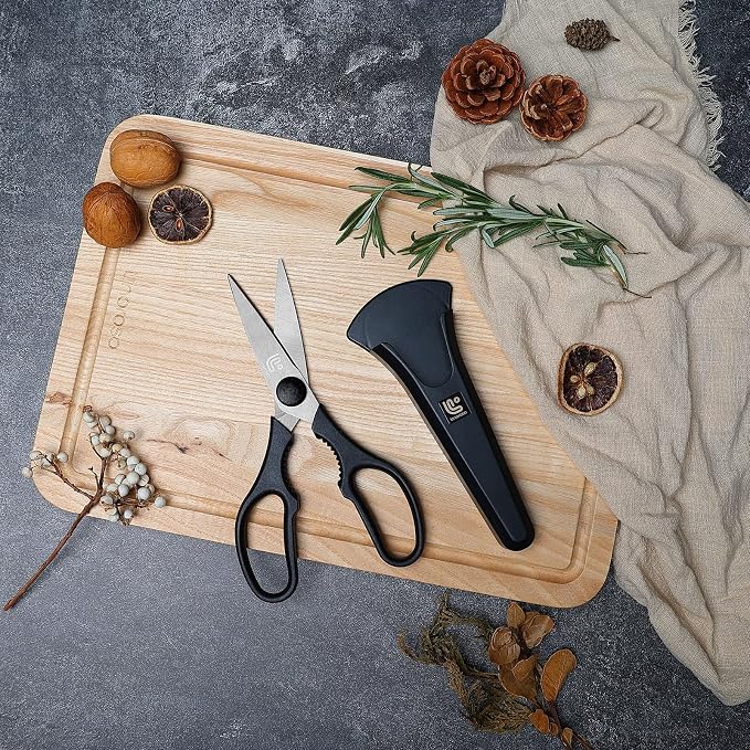 Kitchen Scissors All Purpose Kitchen Shears with Magnetic Holder, Heavy Duty Scissors Shears Dishwasher Safe, Come Apart Food Scissors for Meat, Poultry, Cooking, BBQ, Vegetable, Herbs, Black