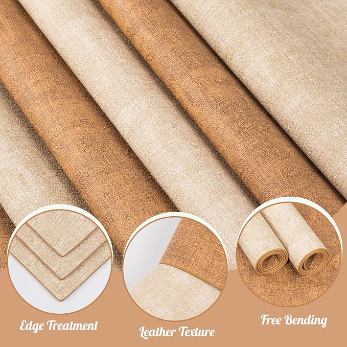 Leather Placemats Table Mats Set of 6, Camel and Beige | Reversible Non-Slip Table Placemats, Heat-Resistant and Waterproof for Dining Kitchen and Holiday Parties