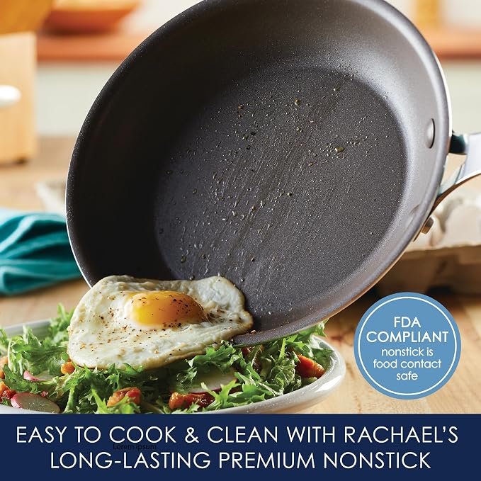 Rachael Ray Cook + Create Nonstick Frying Pans/Skillet Set, 9.5 Inch and 11.75 Inch - Almond