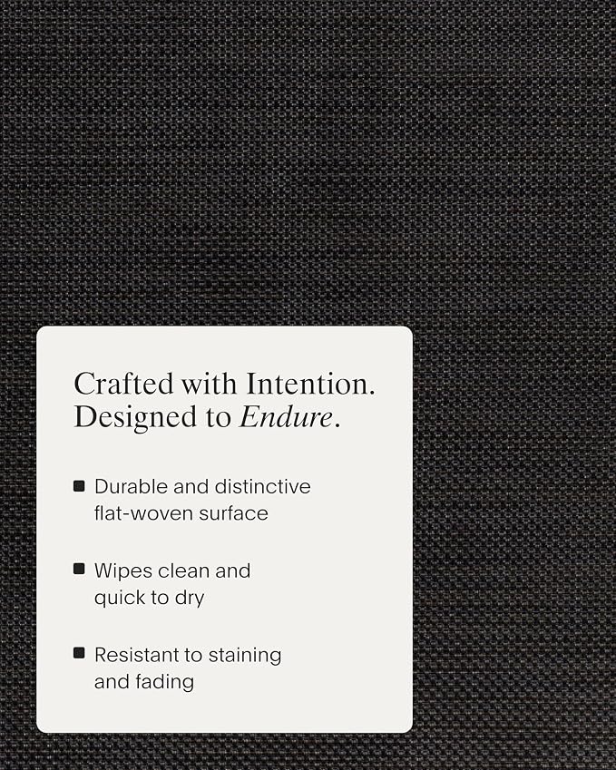 Chilewich Mini Basketweave Placemats, Round Woven Placemats Set of 4 | Reusable, Stain-Resistant, Indoor/Outdoor Tabletop Protection, Espresso, 15" Round