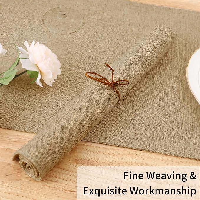 Homaxy Cloths Placemats for Dining Table Set of 6, 13" x 19", Flaxen | Heat Resistant, Washable, Cotton Linen Blend Table Mats, Easy to Clean Place Mats, Indoor Outdoor