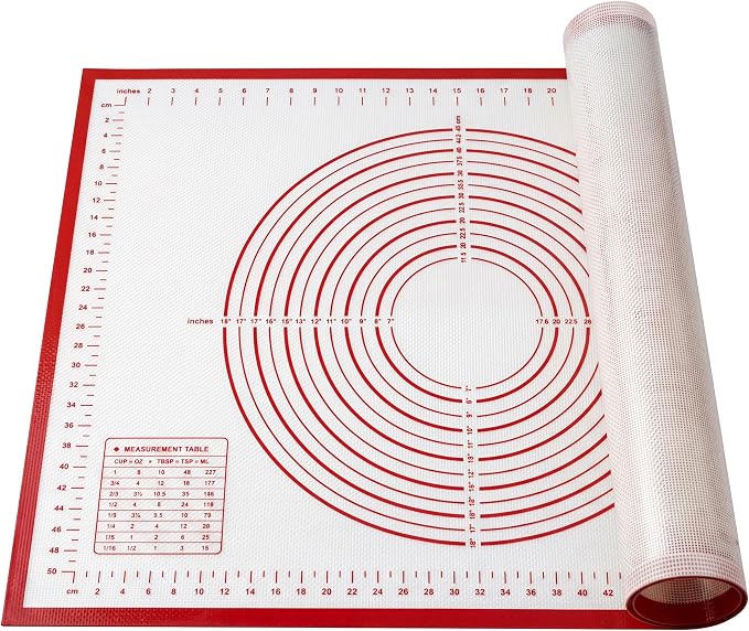HOOMIL Silicone Baking Mat, 32 x 24 Inch Pastry Mat with Measurements | BPA-Free, Food-Contact Material, Nonstick Baking Mat with Non-Slip Counter Grip, Dishwasher Safe, Rolls for Storage