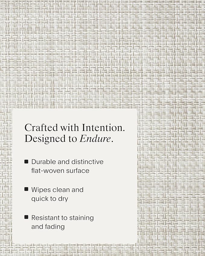 Chilewich Basketweave Placemats, Woven Rectangle Placemats Set of 4 | Reusable, Stain-Resistant, Indoor/Outdoor Tabletop Protection, Natural, 14" x 19"