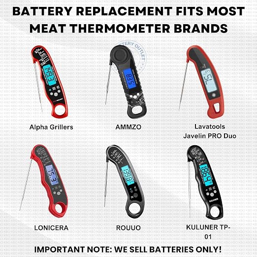 Meat Thermometer Battery Replacement Kit (2-Pack) CR2032 - Compatible with Most Brands - Coin Cell Battery for Meat Thermometers