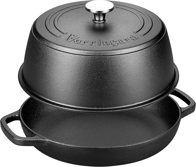 Pre-seasoned Cast Iron Dutch Oven Pot with Lid for Bread Baking, Include Sourdough Bread Baking Supplies like Banneton Bread Proofing Basket, Bread Oven, 6 Quart