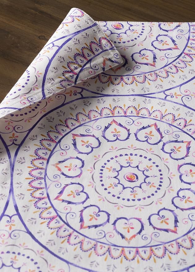 Maison d' Hermine Placemats Set of 4 Reusable 100% Cotton (13"x19") | Cloth Place Mats Washable Table Mats for Kitchen Dining Party Wedding Hotel Home Restaurant Spring Summer - Mandala