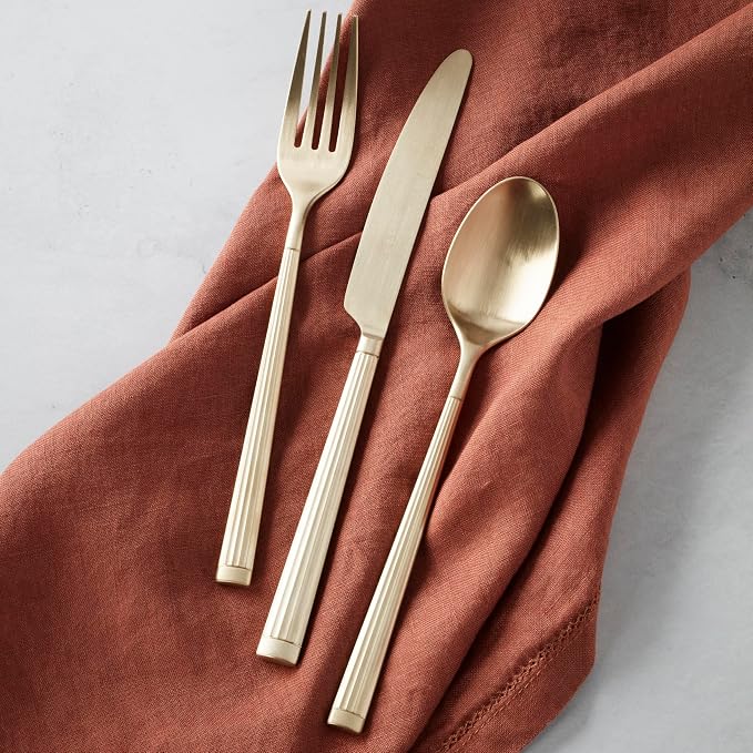 Oneida Robyn Champagne Mist Satin 20-Piece Silverware Set for 4, Flatware | champagne, dishwasher safe | includes knives, forks, and spoons | heavy duty, cutlery set for kitchen and dining, utensil set