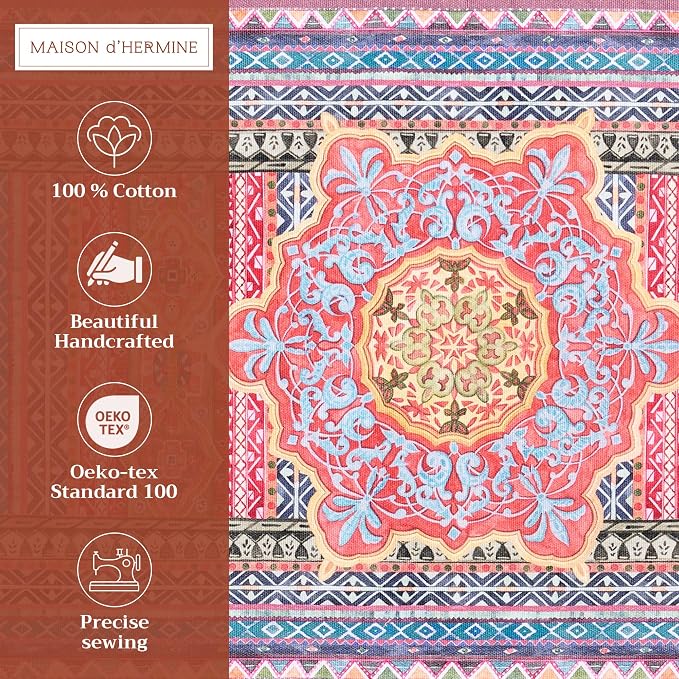 Maison d' Hermine Placemats Set of 4 Reusable 100% Cotton (13"x19") | Cloth Place Mats Washable Table Mats for Kitchen Dining Party Wedding Hotel Home Thanksgiving Christmas - Ispahan