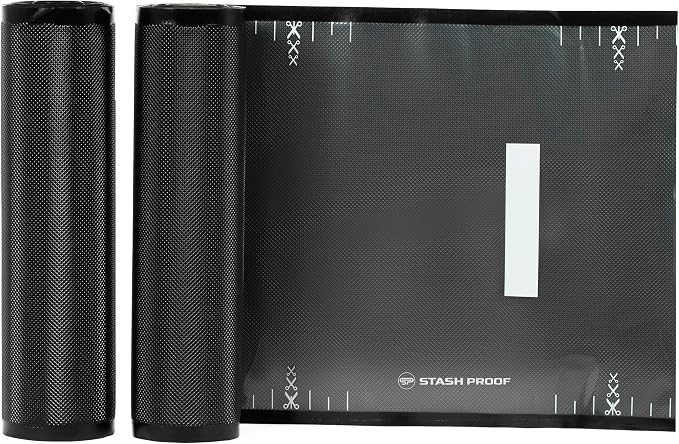 Vacuum Seal Rolls 11" x 25' 2 Pack (50 Feet Total) 5.5 Mil (Black & Clear) BPA Free Heavy-Duty Commercial Grade Sealer Rolls for Food Storage, Sous Vide, Meal Prep, Freezer Storage & Food Preservation