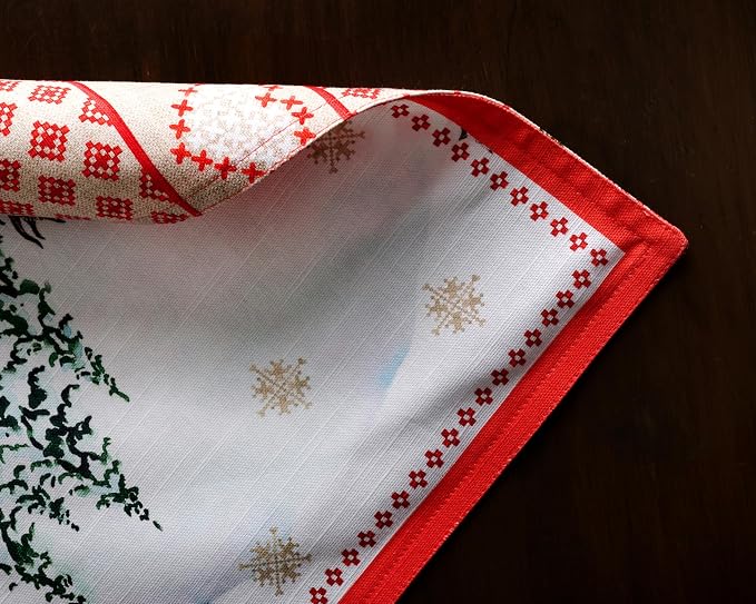 Maison d' Hermine Placemats Set of 4 Reusable 100% Cotton (13"x19") | Cloth Place Mats Washable Table Mats for Kitchen Dining Party Wedding Hotel Home Thanksgiving Christmas - Rural Christmas