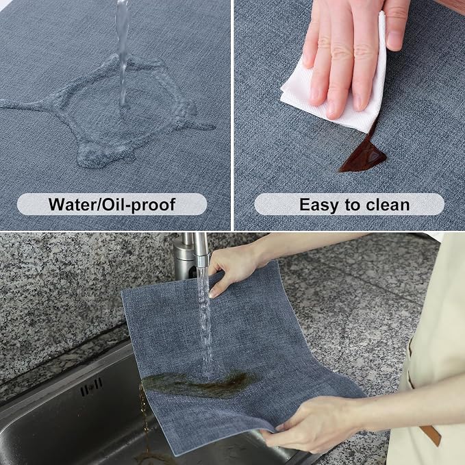 Homaxy PU Faux Leather Placemats for Dining Table, Set of 12, Blue | Waterproof Wipeable Washable Table Mats, Easy to Clean Anti-Slip Place Mats, 11.8" x 17"