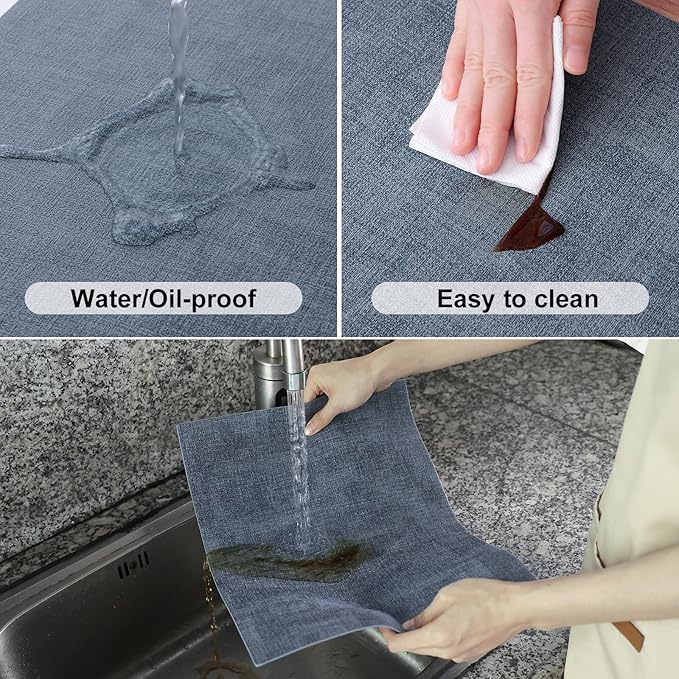 Homaxy PU Faux Leather Placemats for Dining Table, Set of 6, Blue | Waterproof Wipeable Washable Table Mats, Easy to Clean Anti-Slip Place Mats, 11.8" x 17"