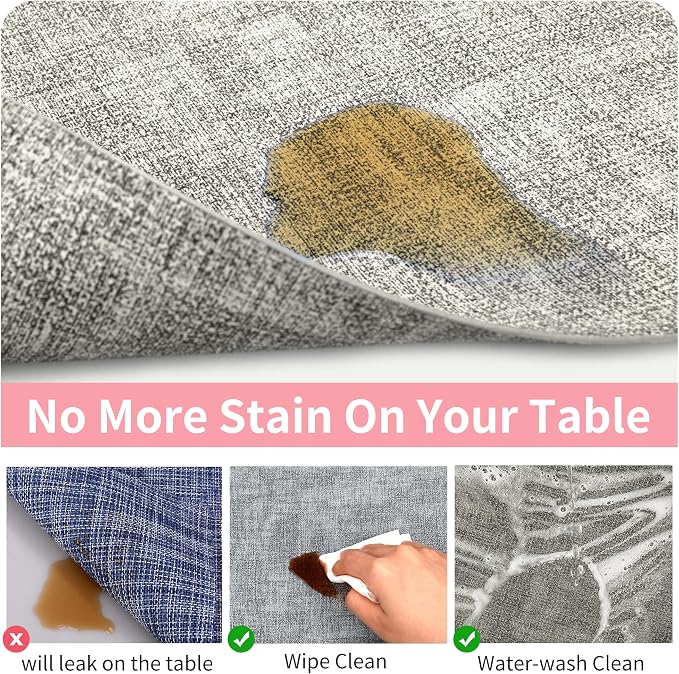 Maxpearl Faux Leather Placemats Set of 6, Easy to Clean, Grey | Waterproof - Heat Resistant - Non Slip - Wipe Clean Dining Table Place Mats, Suitable for Indoor & Outdoor Use, 17''×12''