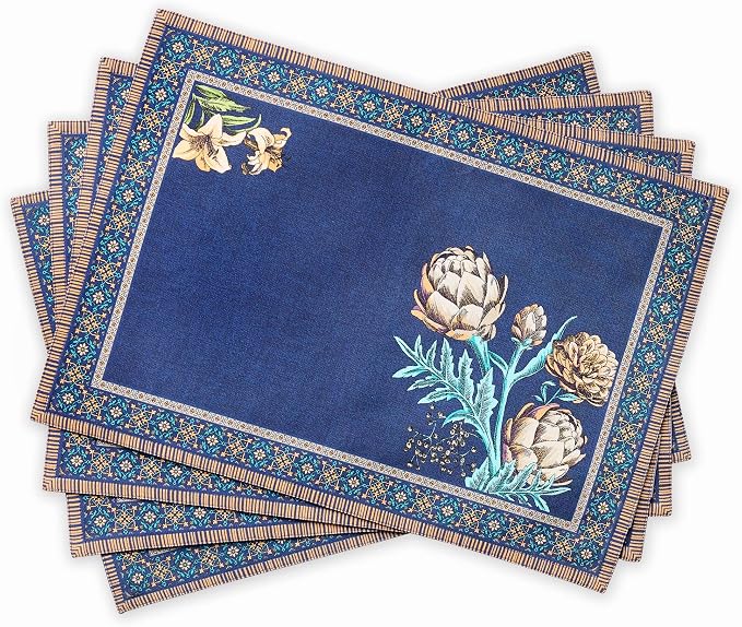 Maison d' Hermine Placemats Set of 4 Reusable 100% Combed Cotton (13"x19") | Cloth Place Mats Washable Table Mats for Kitchen Dining Party Wedding Hotel Home Restaurant Spring Summer - Artichoke